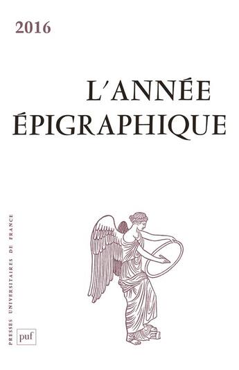 Couverture du livre « Annee epigraphique vol. 2016 » de  aux éditions Puf