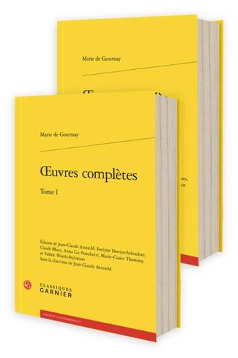 Couverture du livre « Oeuvres complètes » de Marie De Gournay aux éditions Classiques Garnier