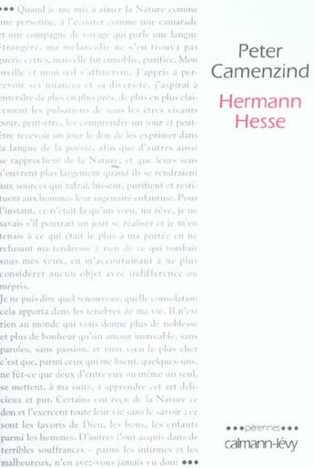 Couverture du livre « Peter camenzind » de Hesse-H aux éditions Calmann-levy