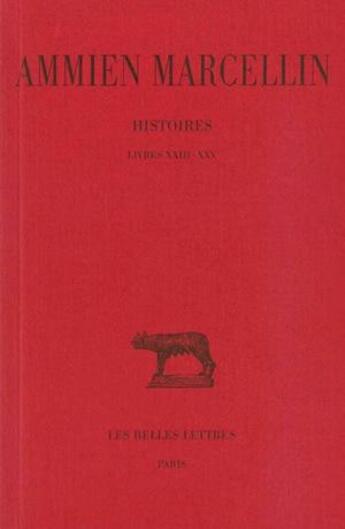 Couverture du livre « Histoires Tome 4 ; 1-2 part » de Ammien Marcellin aux éditions Belles Lettres