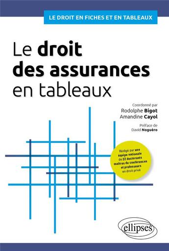 Couverture du livre « Le droit des assurances en tableaux » de Cayol Amandine et Rodolphe Bigot aux éditions Ellipses