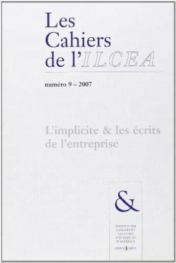 Couverture du livre « L'implicite et les écrits de l'entreprise » de Lafon Isani Shaeda aux éditions Uga Éditions