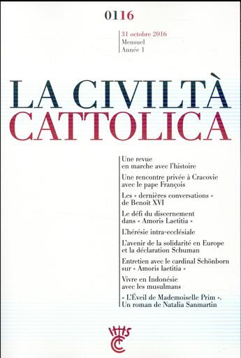 Couverture du livre « La civiltà cattolica octobre » de Antonio Spadaro aux éditions Parole Et Silence