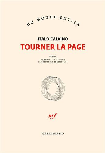 Couverture du livre « Tourner la page » de Italo Calvino aux éditions Gallimard