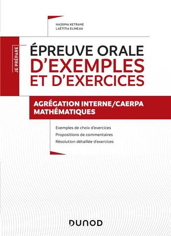 Couverture du livre « Epreuve orale d'exemples et d'exercices » de Ketrane/Elineau aux éditions Dunod