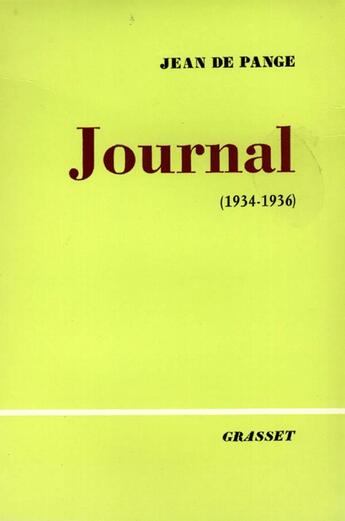 Couverture du livre « Journal, Tome 3 : 1934-1936 » de Pange Pauline aux éditions Grasset