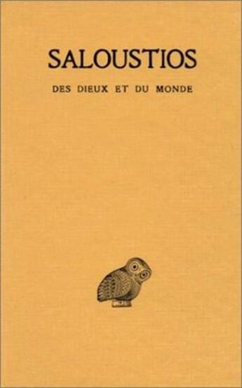 Couverture du livre « Des dieux et du monde » de Saloustios aux éditions Belles Lettres