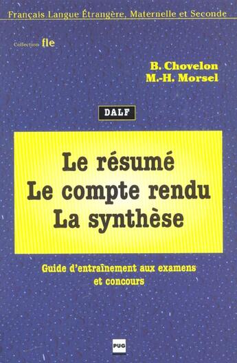 Couverture du livre « Resume le compte rendu » de Morsel H aux éditions Pu De Grenoble