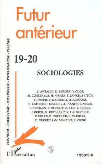 Couverture du livre « Sociologies - vol19 - n 19-20 » de  aux éditions L'harmattan