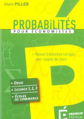 Couverture du livre « Probabilites » de Alain Piller aux éditions Premium