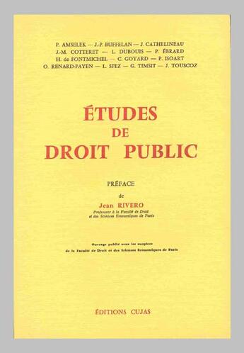 Couverture du livre « Études de droit public » de  aux éditions Cujas