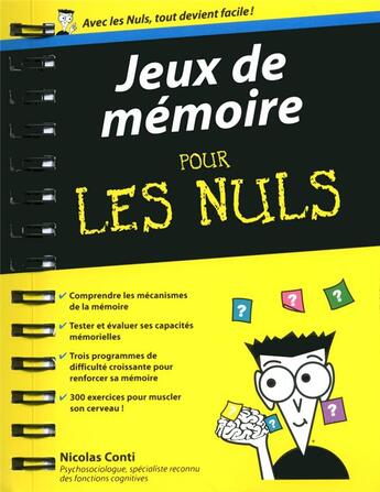 Couverture du livre « Jeux de mémoire pour les nuls » de Nicolas Conti aux éditions First