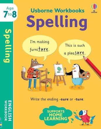 Couverture du livre « Usborne workbooks spelling 7-8 » de Bingham/Paganelli aux éditions Usborne