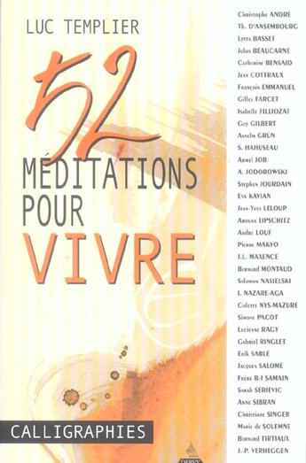 Couverture du livre « 52 meditations pour vivre » de Luc Templier aux éditions Dervy