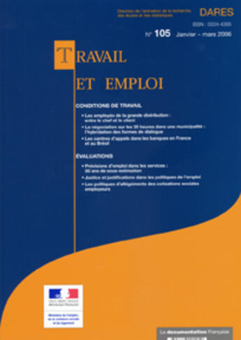 Couverture du livre « Travail et emploi n.105 » de Ministere De L'Emploi Et De La Solidarite aux éditions Documentation Francaise