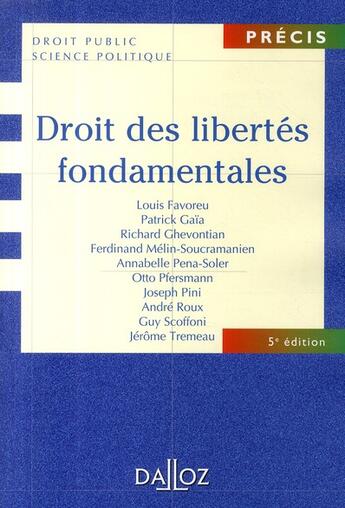 Couverture du livre « Droit des libertés fondamentales (5e édition) » de Louis Favoreu aux éditions Dalloz