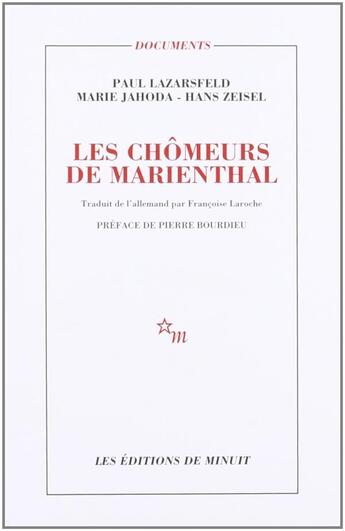 Couverture du livre « Les chomeurs de Marienthal » de John Zeisel et Paul L . Lazarsfeld et Marie Jahoda aux éditions Minuit