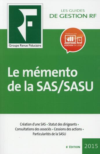 Couverture du livre « Le mémento de la SAS/SASU » de  aux éditions Revue Fiduciaire