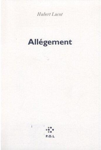 Couverture du livre « Allégement » de Hubert Lucot aux éditions P.o.l