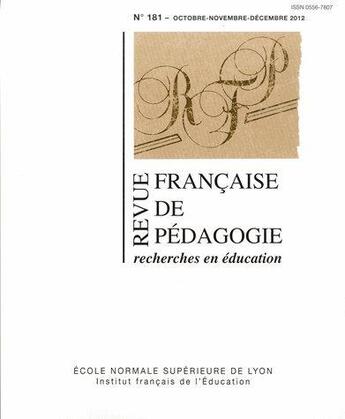 Couverture du livre « Revue française de pédagogie, n° 181/2012 » de Auteurs Divers aux éditions Ens Lyon