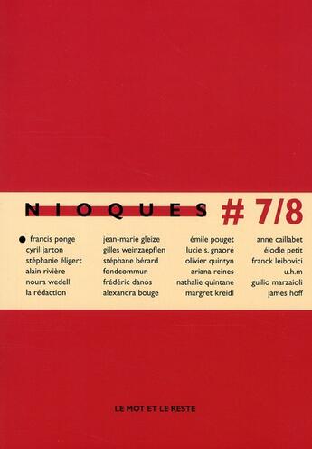 Couverture du livre « NIOQUES N.7/8 » de Jean-Marie Gleize aux éditions Le Mot Et Le Reste