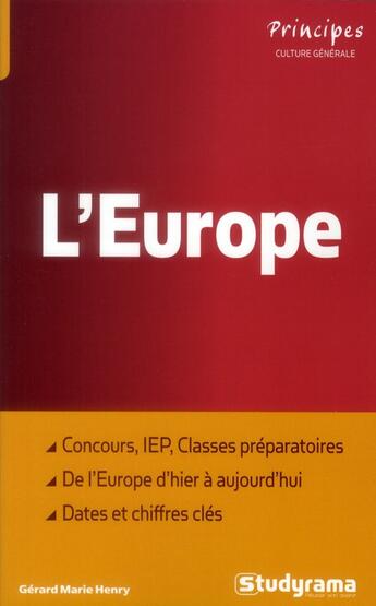 Couverture du livre « L'Europe » de Gérard Marie Henry aux éditions Studyrama