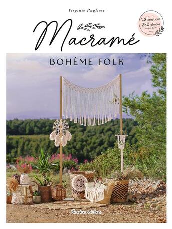 Couverture du livre « Macramé bohème folk » de Virginie Pugliesi aux éditions Rustica