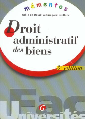 Couverture du livre « Memento droit administratif des biens 3e (3e édition) » de David Beauregard-Ber aux éditions Gualino