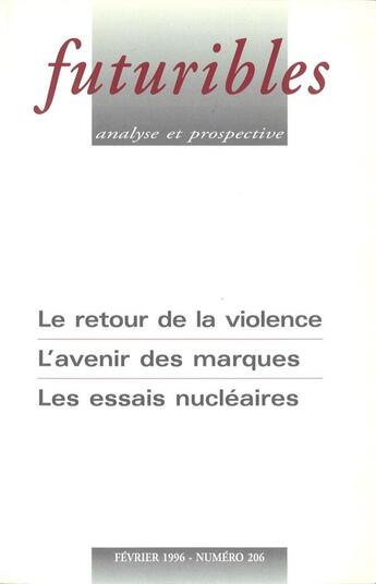 Couverture du livre « Futuribles N.206 » de Futuribles aux éditions Futuribles