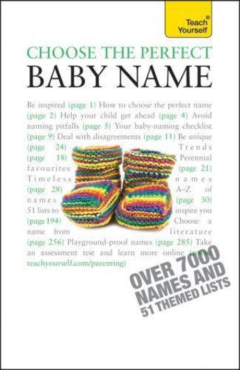 Couverture du livre « Choose the Perfect Baby Name: Teach Yourself » de Wilson Victoria aux éditions Hodder Education Digital