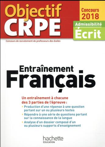 Couverture du livre « OBJECTIF CRPE » de Allain Le Forestier aux éditions Hachette Education