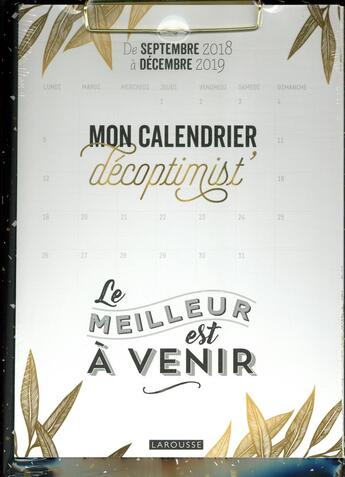 Couverture du livre « Mon calendrier decoptimist' (clip board) » de  aux éditions Larousse