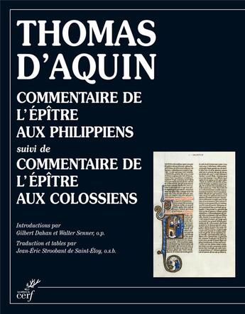 Couverture du livre « Commentaire de l'épître aux Philippiens » de Thomas D'Aquin aux éditions Cerf