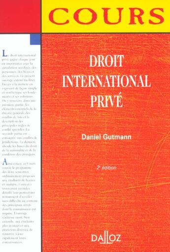 Couverture du livre « Droit International Prive » de Daniel Guttman aux éditions Dalloz