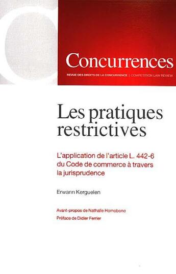 Couverture du livre « Les pratiques restrictives » de Erwann Kerguelen aux éditions Concurrences