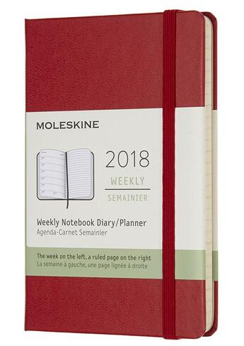 Couverture du livre « Agenda 2018 semainier poche rigide rouge » de  aux éditions Moleskine