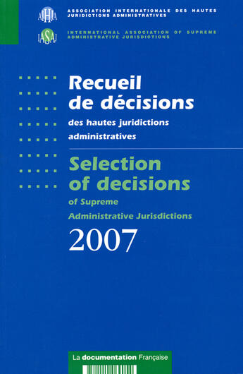 Couverture du livre « Recueil de décisions des hautes juridictions administratives (édition 2007) » de  aux éditions Documentation Francaise