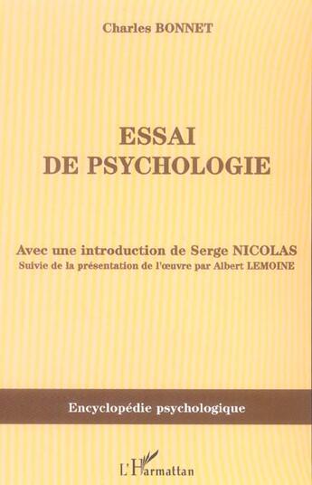 Couverture du livre « Essai de psychologie » de Charles Bonnet aux éditions L'harmattan