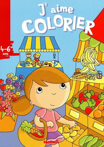 Couverture du livre « J'AIME COLORIER ; j'aime colorier ; marché » de  aux éditions Hemma