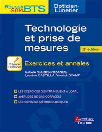 Couverture du livre « Exercices de technologie et prise de mesures (2e édition) » de Isabelle Viards et Laurene Castilla et Yannick Dyant aux éditions Tec Et Doc