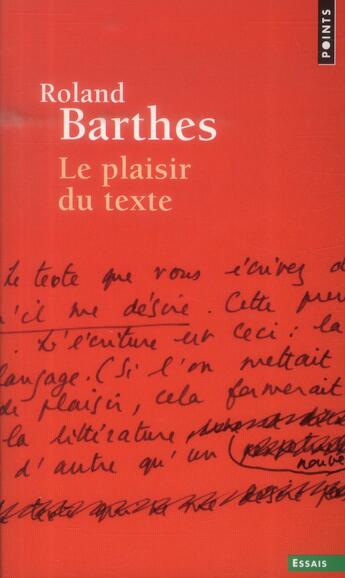 Couverture du livre « Le plaisir du texte » de Roland Barthes aux éditions Points