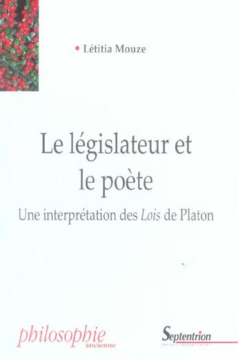 Couverture du livre « Le legislateur et le poete une interpretation des 