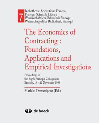 Couverture du livre « Economics of contracting » de Dewatripont Mathias aux éditions De Boeck Superieur