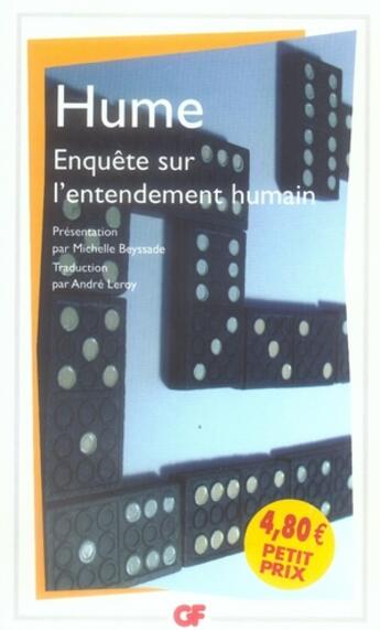 Couverture du livre « Enquete sur l'entendement humain » de David Hume aux éditions Flammarion