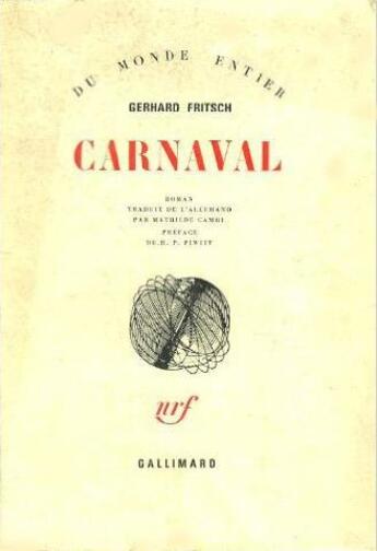 Couverture du livre « Carnaval » de Fritsch/Piwitt aux éditions Gallimard