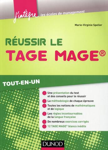 Couverture du livre « Réussir le tage mage ; tout-en-un » de Marie-Virginie Speller aux éditions Dunod