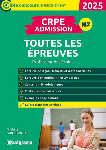 Couverture du livre « Crpe admission toutes les epreuves - professeur des ecoles » de Michele Guilleminot aux éditions Studyrama