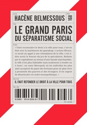 Couverture du livre « Le Grand Paris du séparatisme social » de Hacene Belmessous aux éditions Post