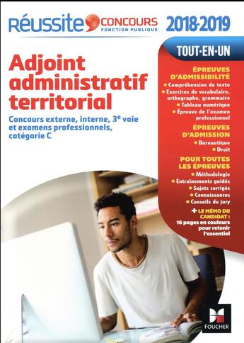 Couverture du livre « Réussite concours t.14 ; adjoint administratif territorial (édition 2017/2018) » de Denise Laurent aux éditions Foucher