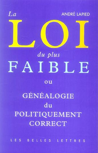 Couverture du livre « Loi du plus faible (la) » de Andre Lapied aux éditions Belles Lettres